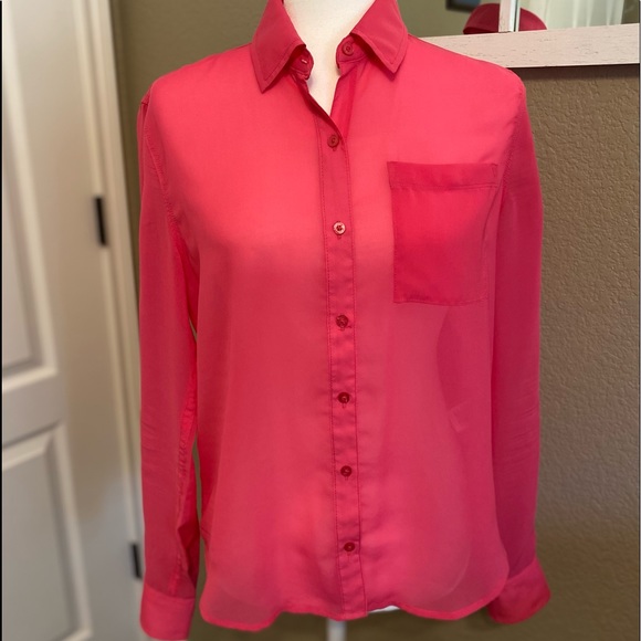 Aeropostale Sheer Pink Blouse Size Medium - Picture 1 of 9